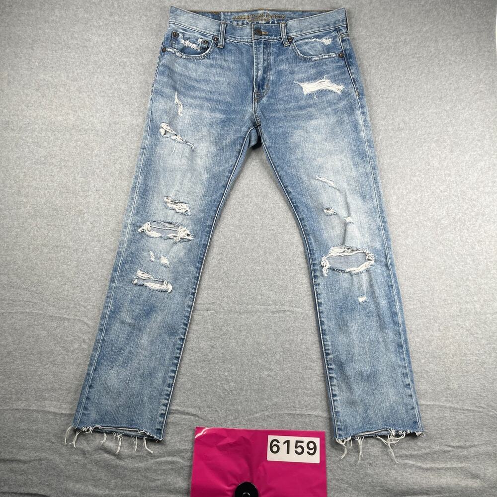 American Eagle Slim Jeans Mens 32x30 Distressed Thrashed Casual